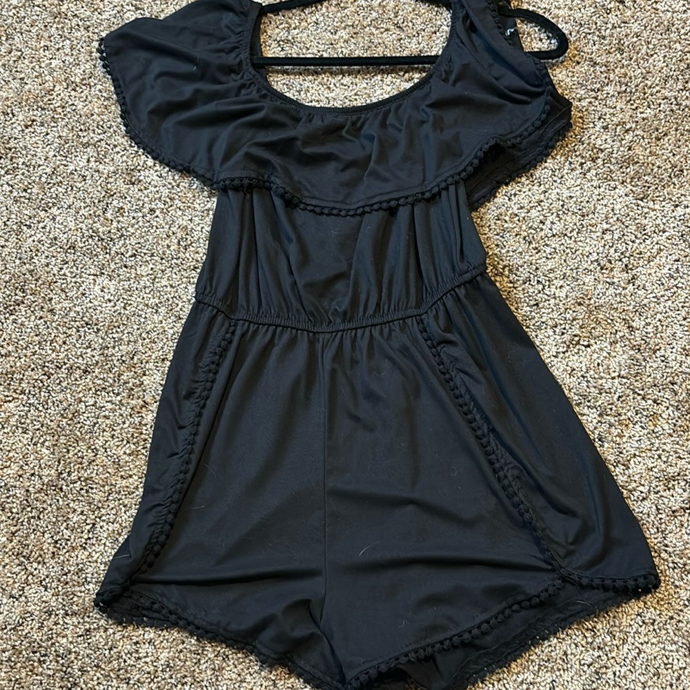 Black off shoulder romper
